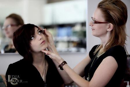 Christy Alexander-Brooks, Aveda Cosmetologist Christy styling hair and makeup